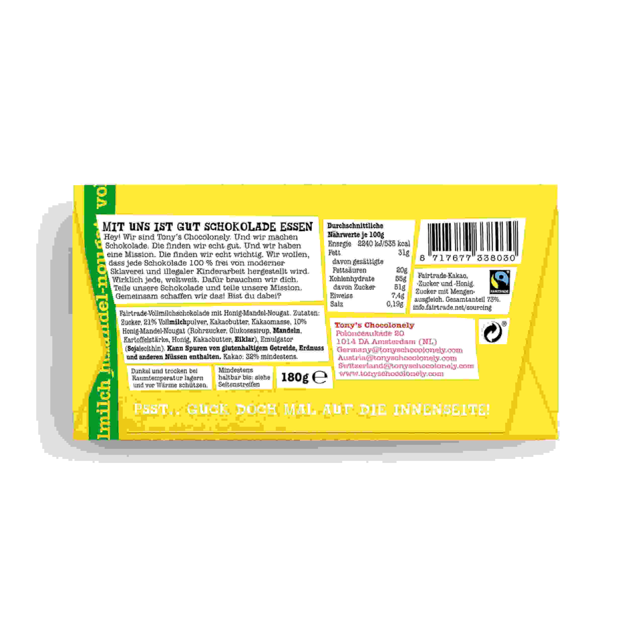 Tony's Vollmilchschokolade mit weißem Nougat 180g