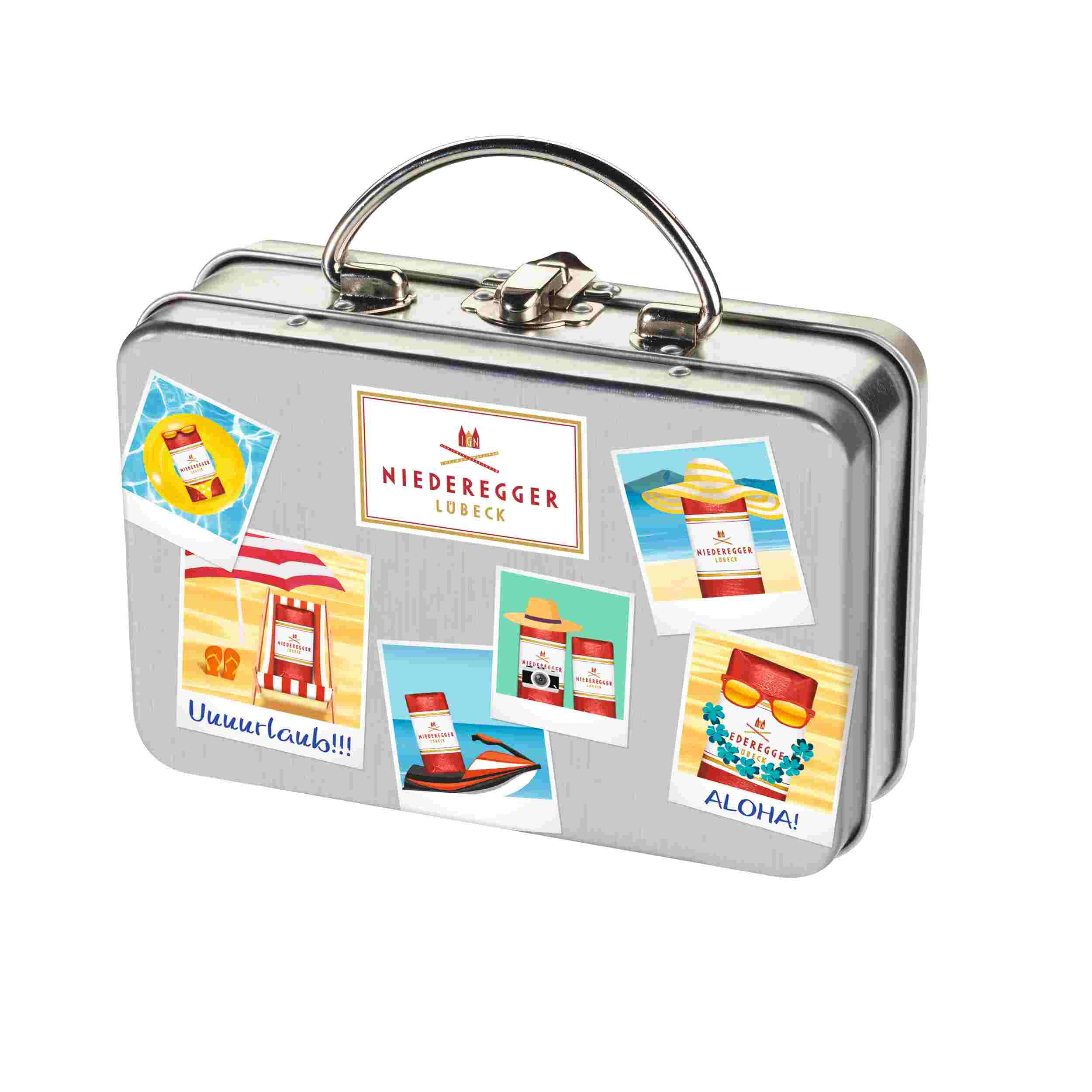 Niederegger Reisekoffer, gef. mit Marzipan Klassiker® Polaroid 200g