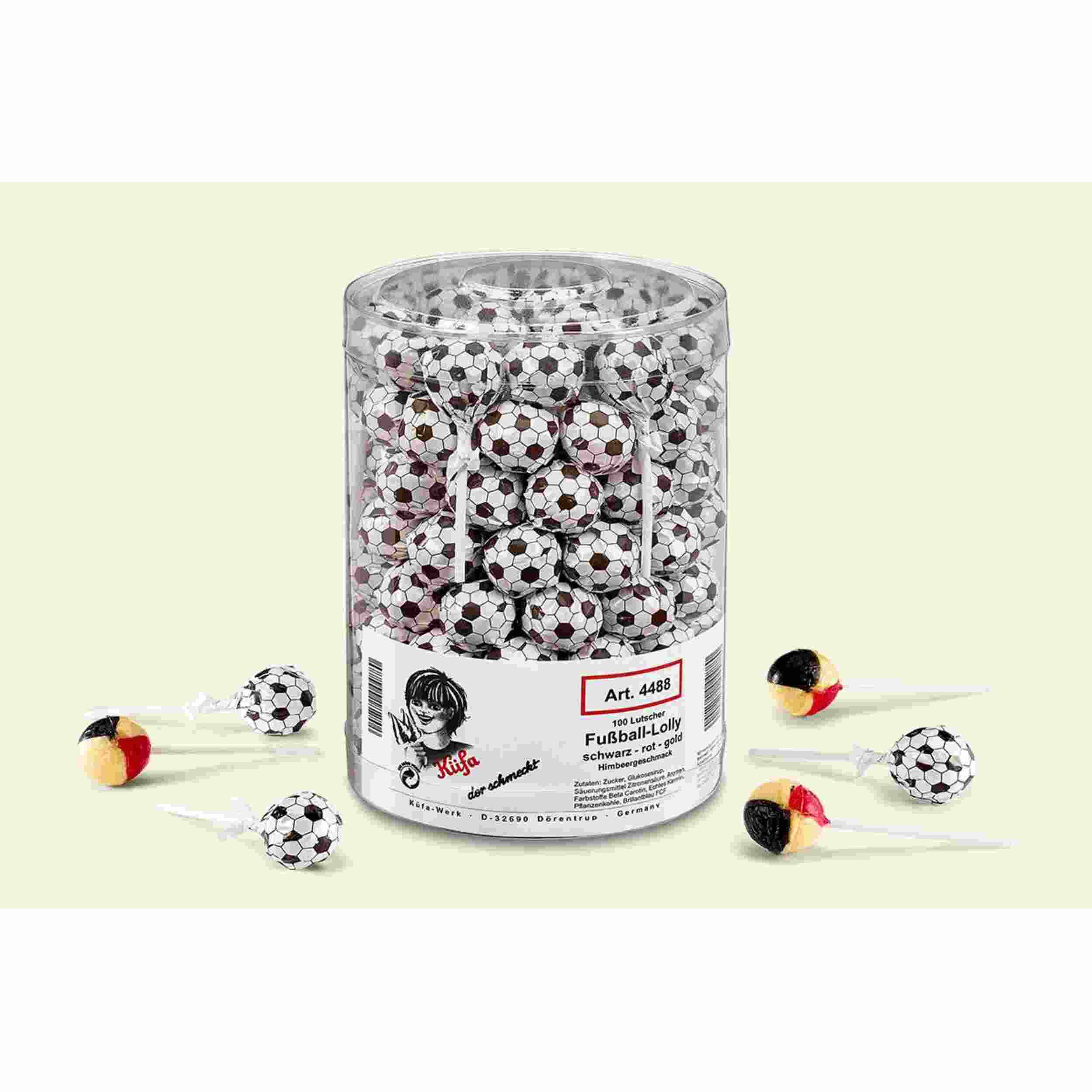 Küfa Fußball-Lolly, schwarz-rot-gold, Fußball-Wickler 100Stk.