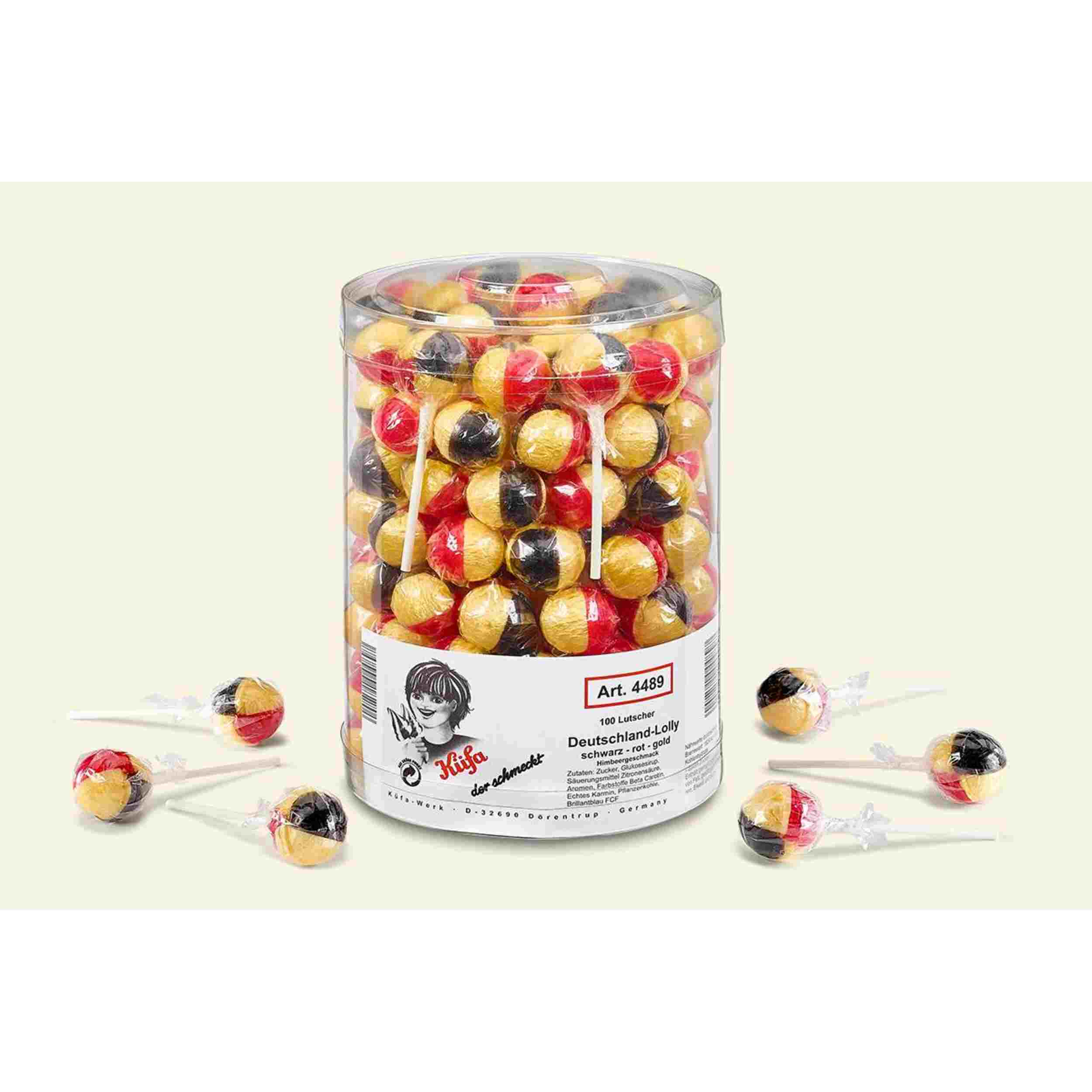Küfa Deutschland-Lolly, schwarz-rot-gold 100Stk.