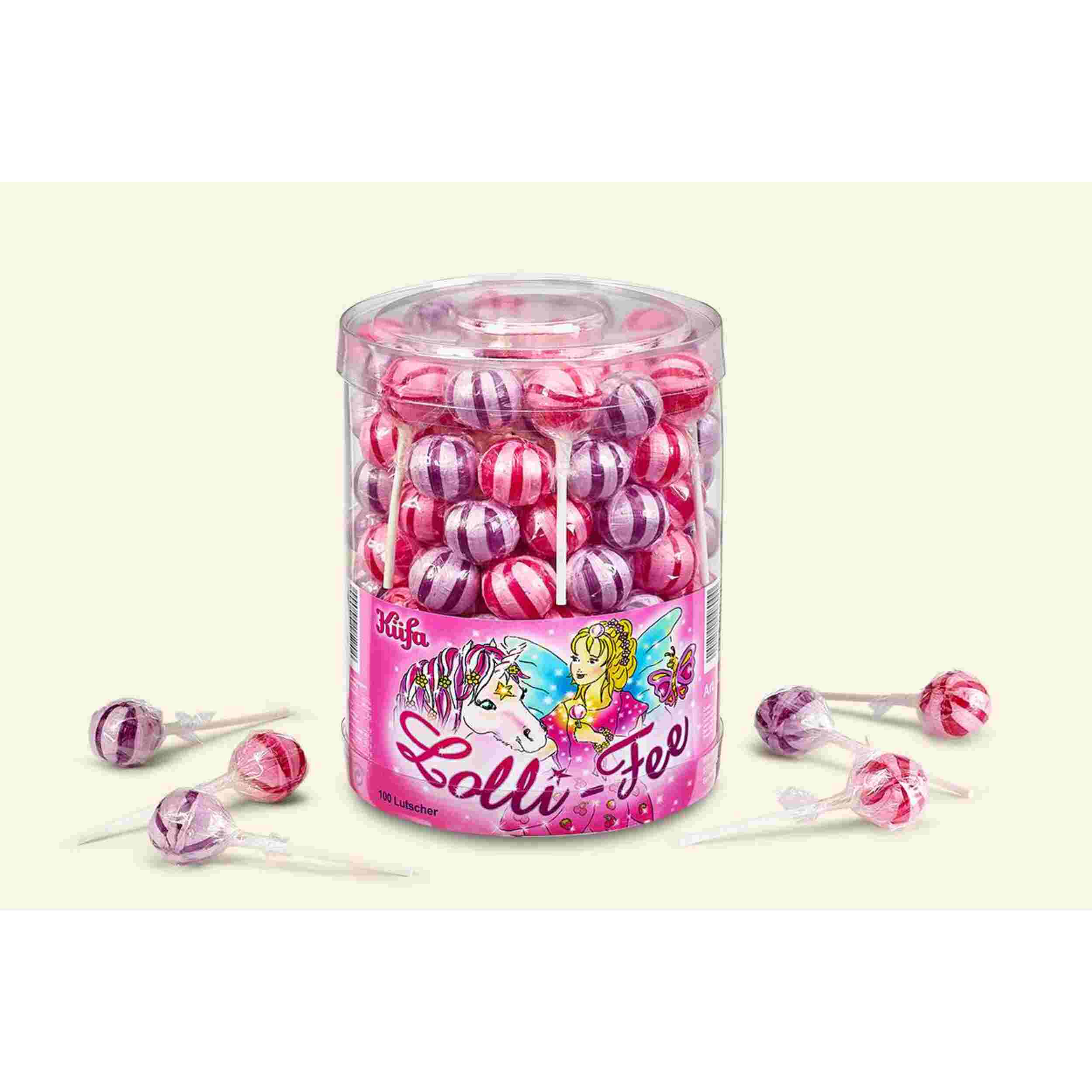 Küfa Lolli-Fee (rosa/Erdbeere, lila/Kirsche) 100Stk.