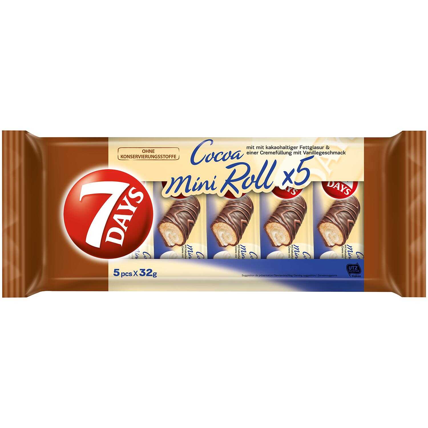 7DAYS MINI ROLL VANILLECREME 5X32G PK