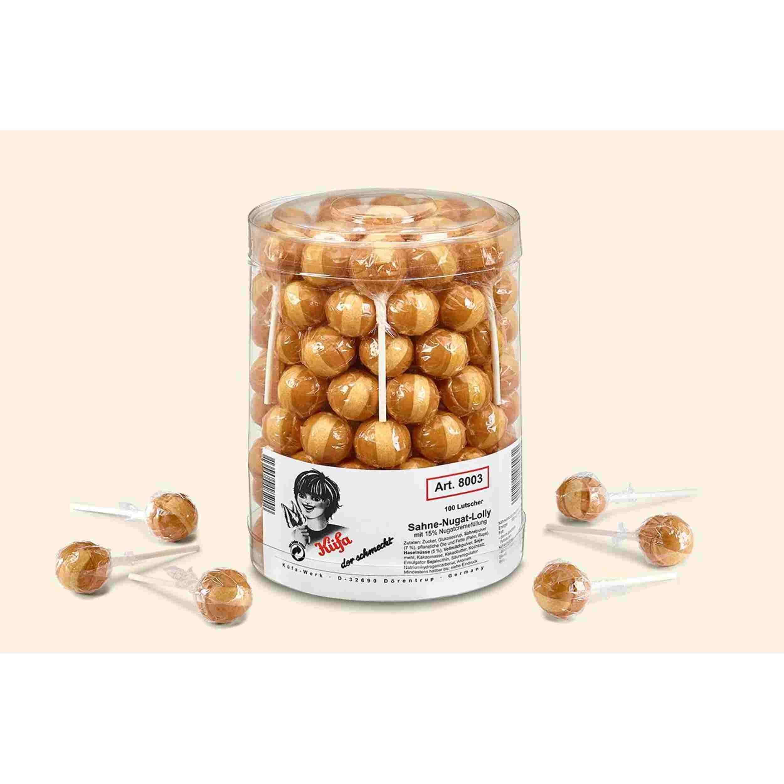 Küfa Sahne-Lolly mit Nugatcremefüllung 100Stk.