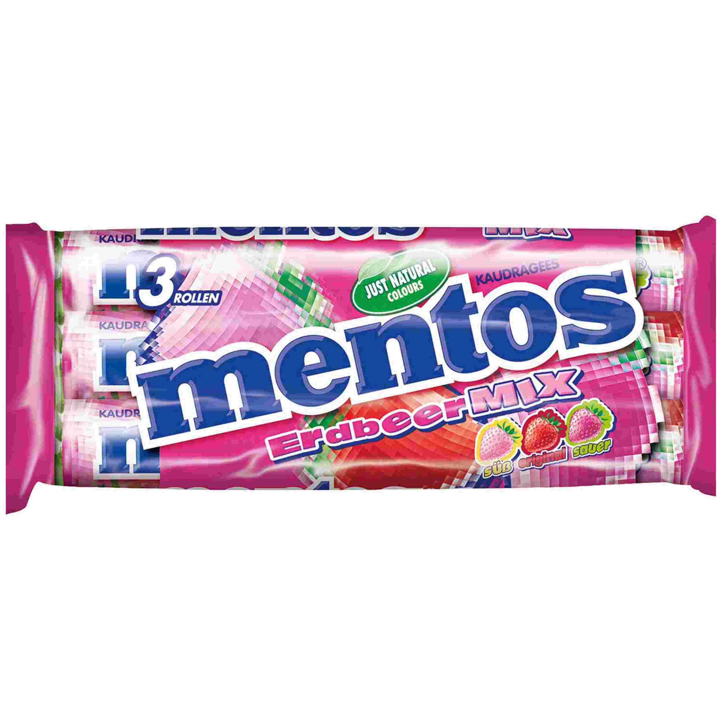MENTOS KAUBONBONS ERDBEER MIX 3X38G PK
