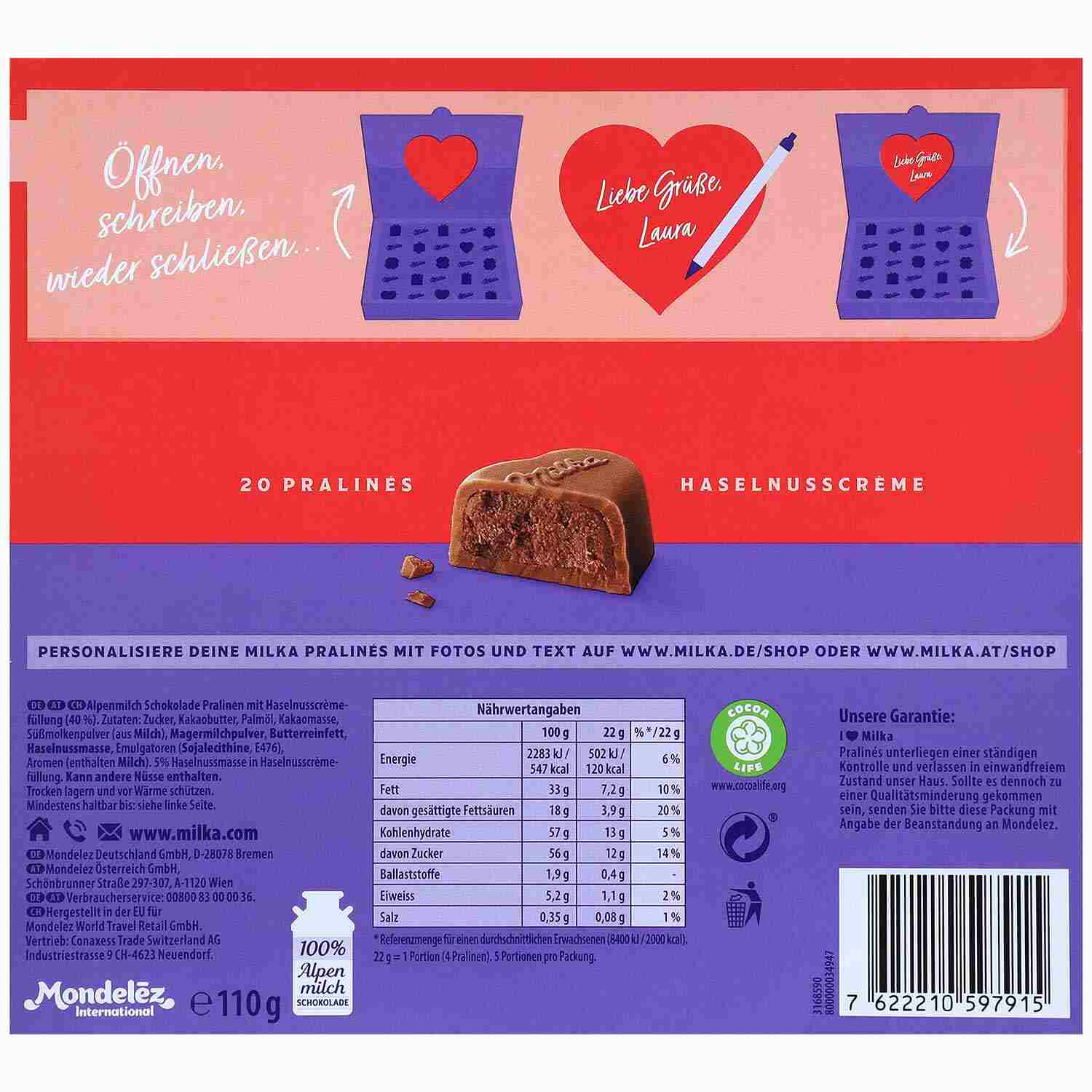 MILKA MILKA PRALINES NUSS 110G SC
