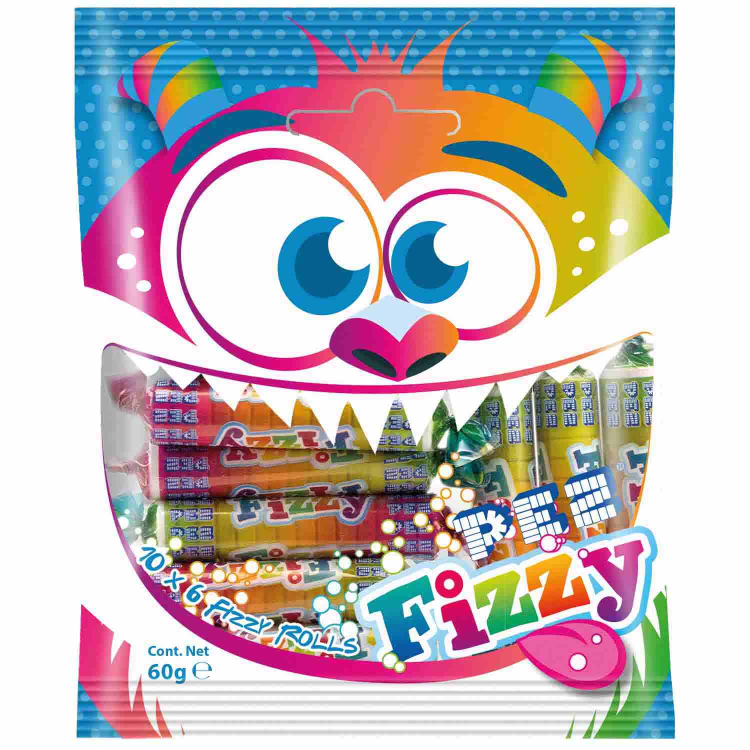 PEZ FIZZY ROLLEN IM BEUTEL, 60G BT