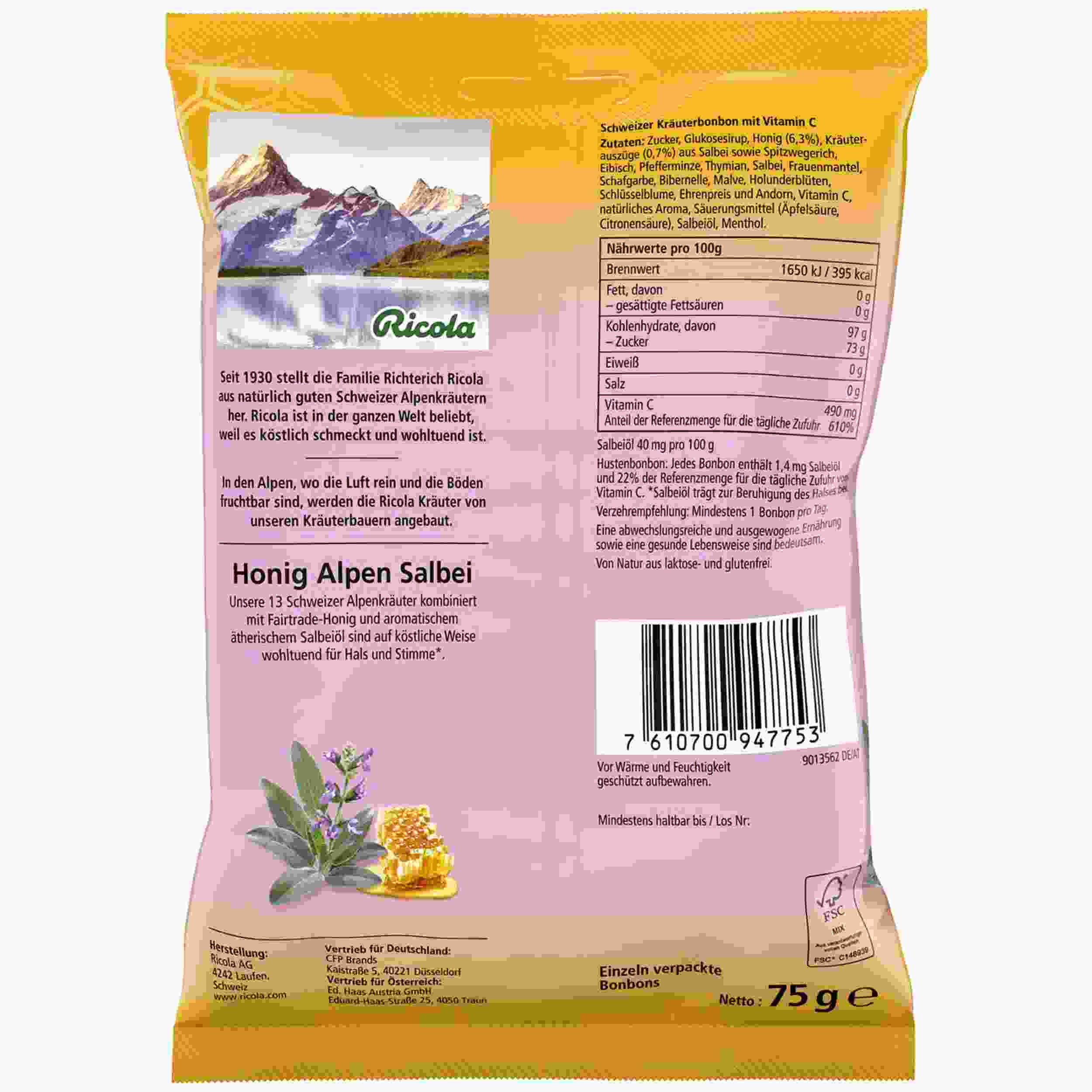 RICOLA HONIG-ALPEN SALB. M-Z. 75G BT