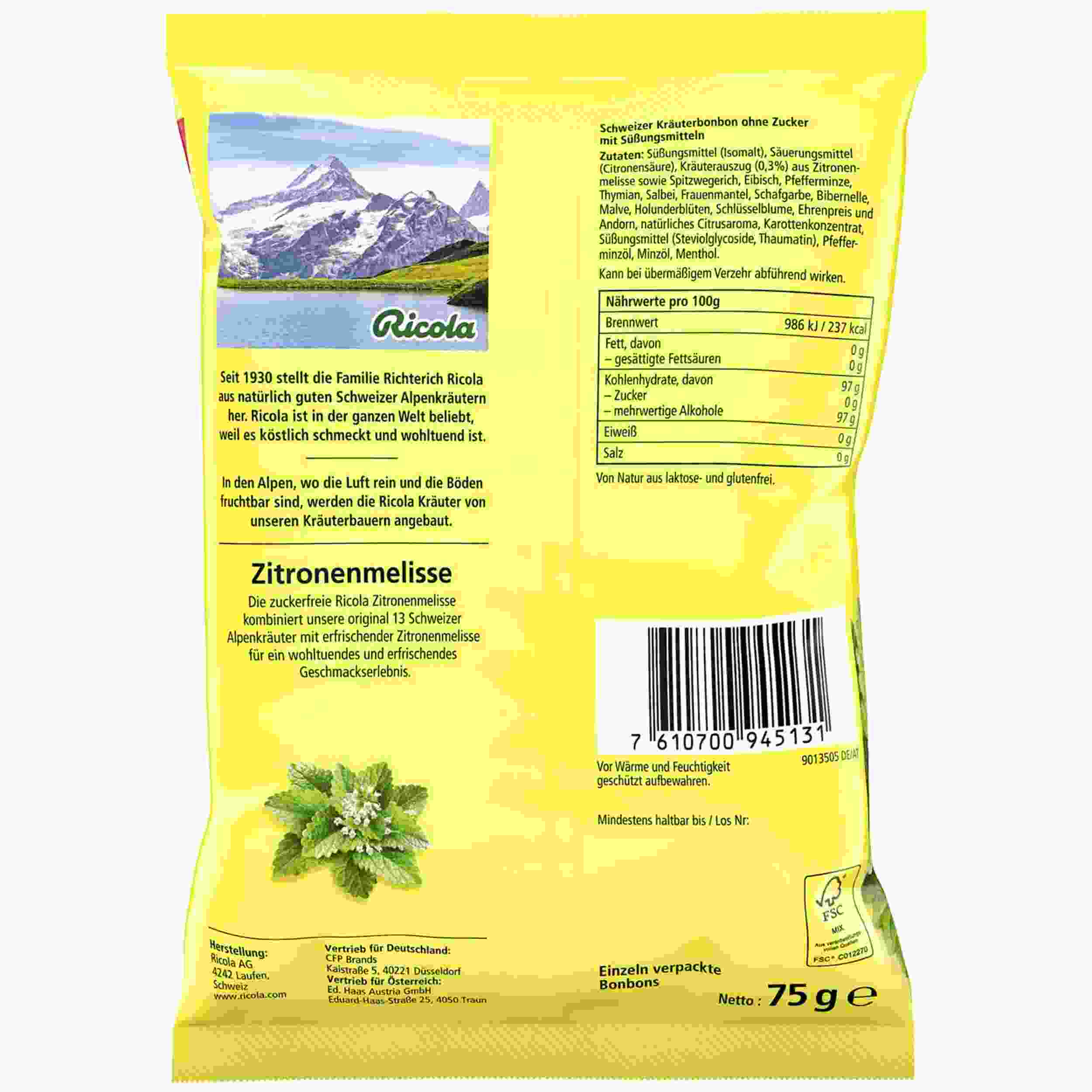 RICOLA ZITRONENMELISSE O.Z. 75G BT