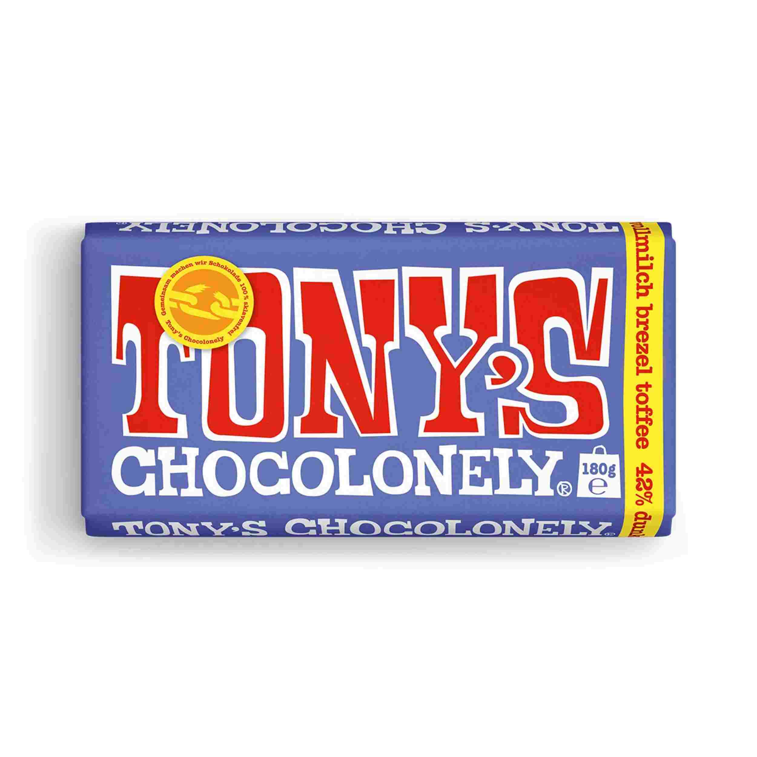 Tony's Vollmilchschokolade mit Brezel und Toffee 180g