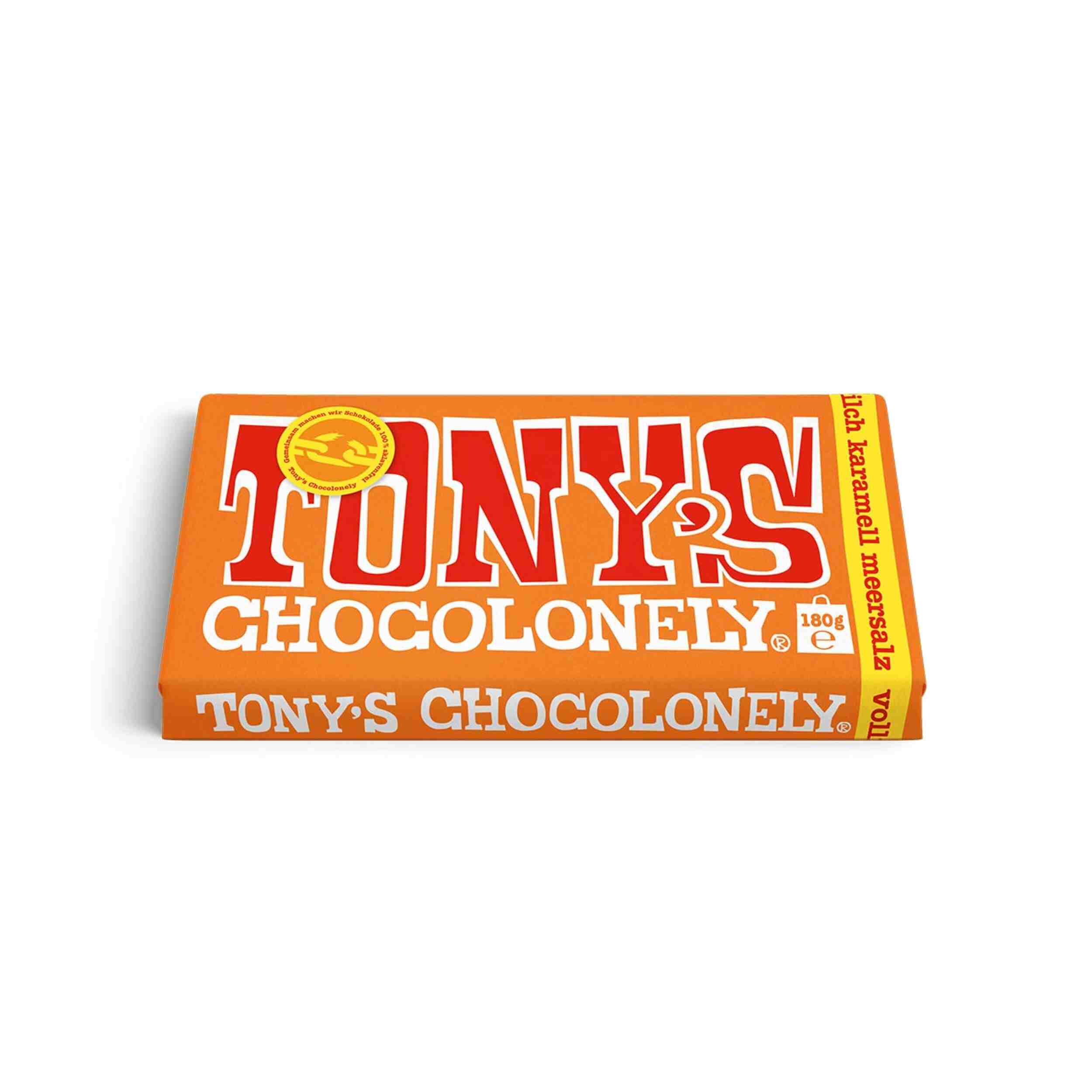 Tony's Vollmilchschokolade mit Karamell und Meersalz 180g