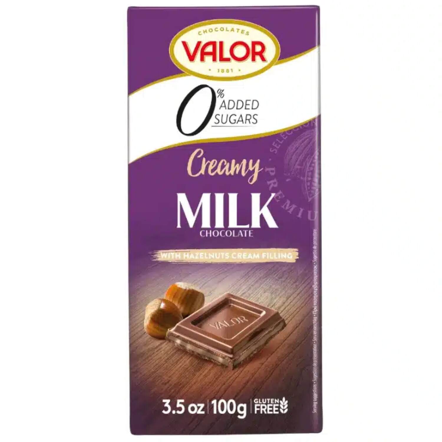 Valor Milk chocolate hazelnut cream no added sugar 100g